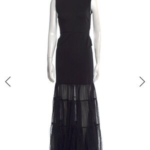 STAUD Black Mock Neck Sleeveless Maxi Dress